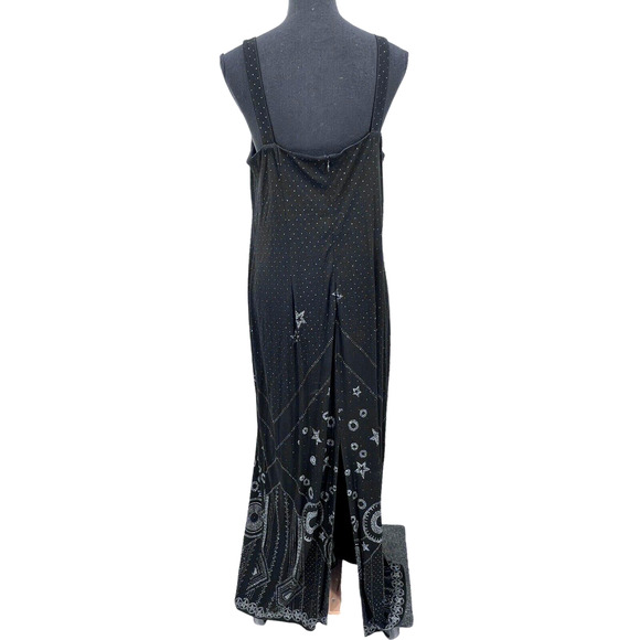 Vintage‎ Platinum Dorothy Schoelen Black Whimsey Goth Celestial Maxi Dress Lg - Picture 5 of 10